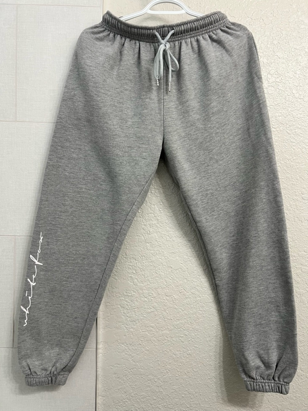 White Fox Gray Fleece Jogger Sweatpants